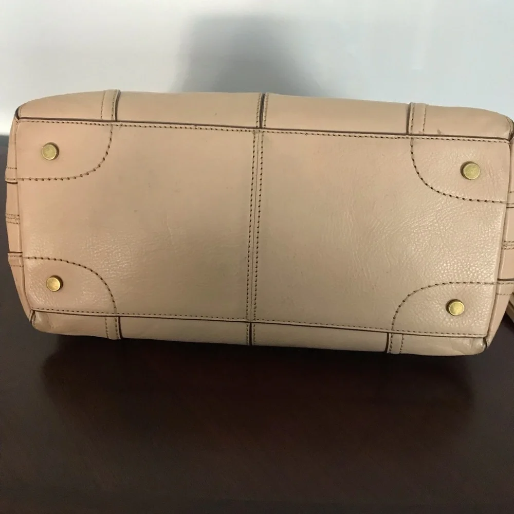 Vintage Cole Haan Beige Leather Satchel with Braided Handles Matte Gold Hardware